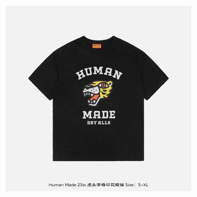 human Made 25Ss Tiger Head Letter Print Short Sleeves Customized According To