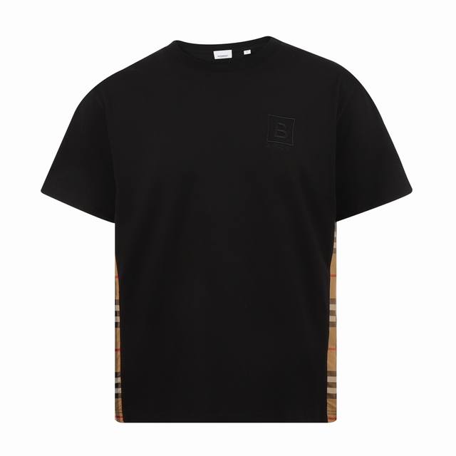 burberry Burberry B Logo Embroidery On The Chest Plaid Patchwork Short Sleeve