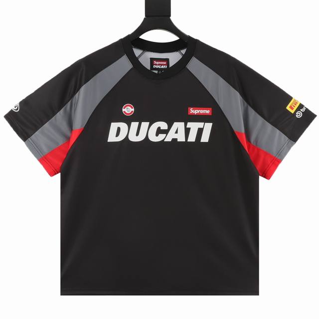 supreme X Ducati Ss24 Week16 Soccer Jersey Silicone Leather Logo Letter Jerse
