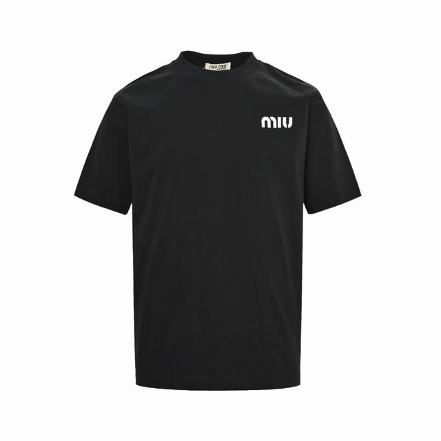 miu Miu 25Ss Letter Logo Foam Print Short Sleeves The Fabric Is Made Of High-