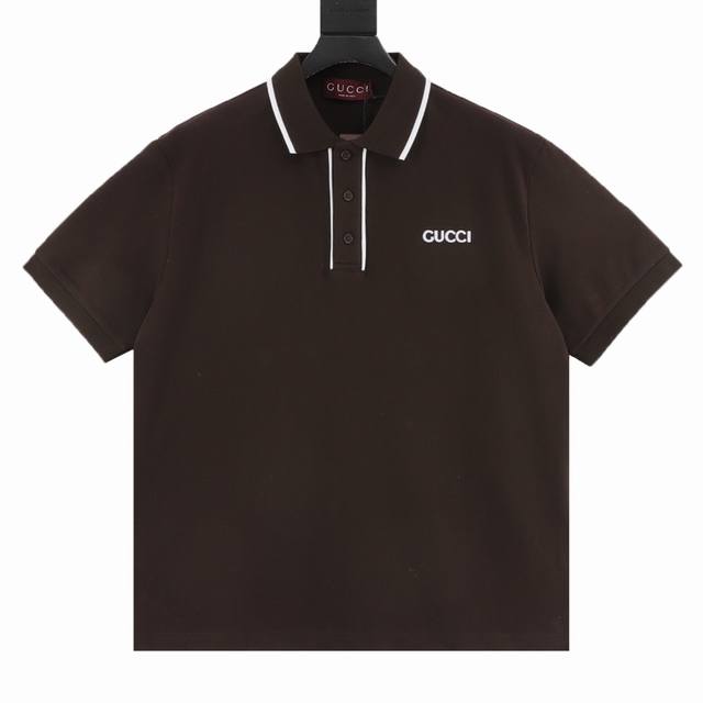 gucci Guc Contrasting Color Collar Letter Laser Embroidery Short Sleeve Polo