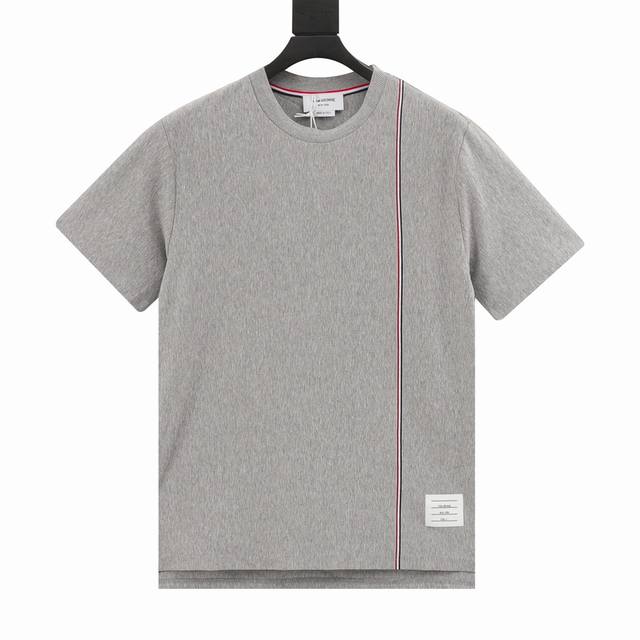 thom Browne Three-Color Striped Ribbon Round Neck Short Sleeves Original Cust