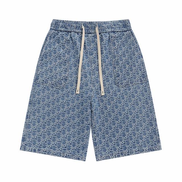 New Arrival High Version Dior 23Ss Full Print Jacquard Denim Shorts - Pattern Ol