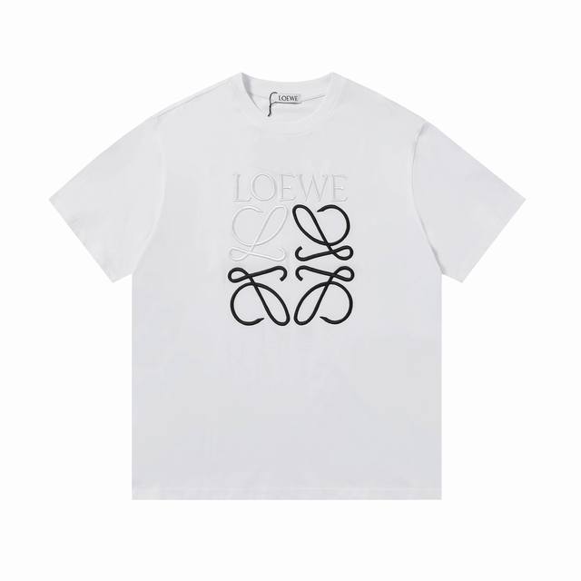 New Arrival High Version Loewe Black And White Logo Embroidered Short Sleeves 24