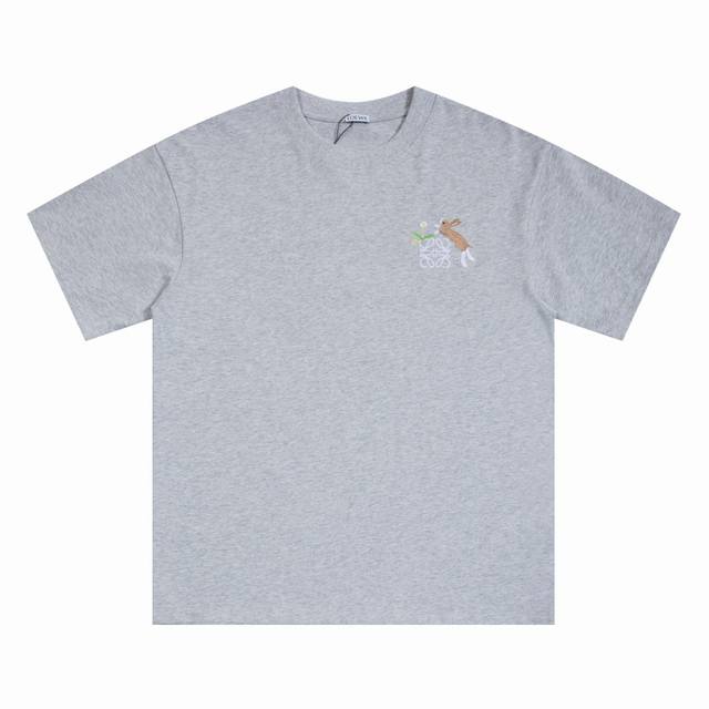 New Arrival High Version Loewe Flower Rabbit Embroidered Short-Sleeved T-Shirt L