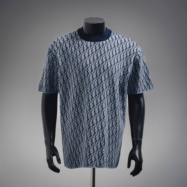 dior Cd 25Ss Full Print Jacquard Logo Knitted Short Sleeve T-Shirt Original P