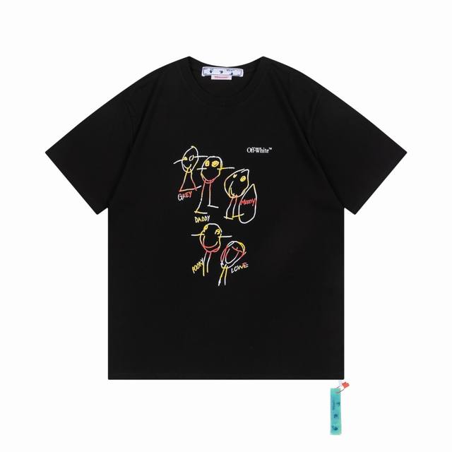 High Version Off-White 23Ss Rainbow Cartoon Print Arrow Short-Sleeved T-Shirt Cl