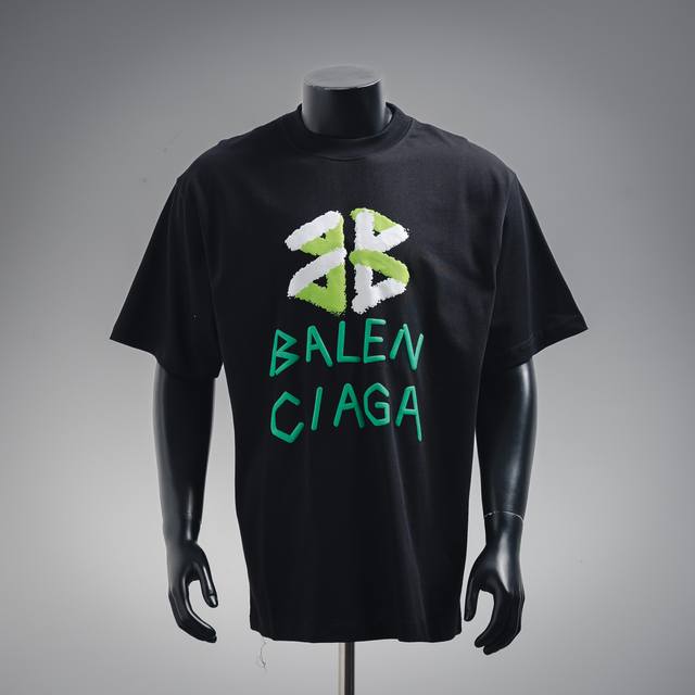 balenciaga Balenciaga Blcg 25Ss Green Foam Letter Logo Short-Sleeved T-Shirt