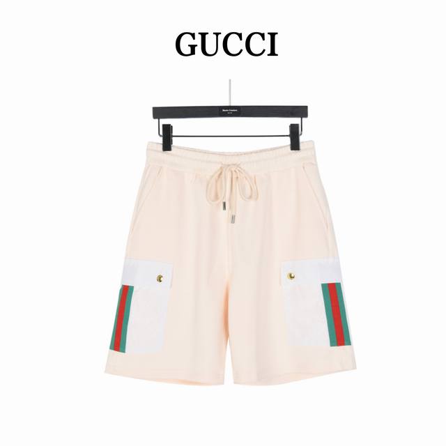 gucci Gucci Red And Green Webbing Side Pocket Casual Shorts Summer Temperamen