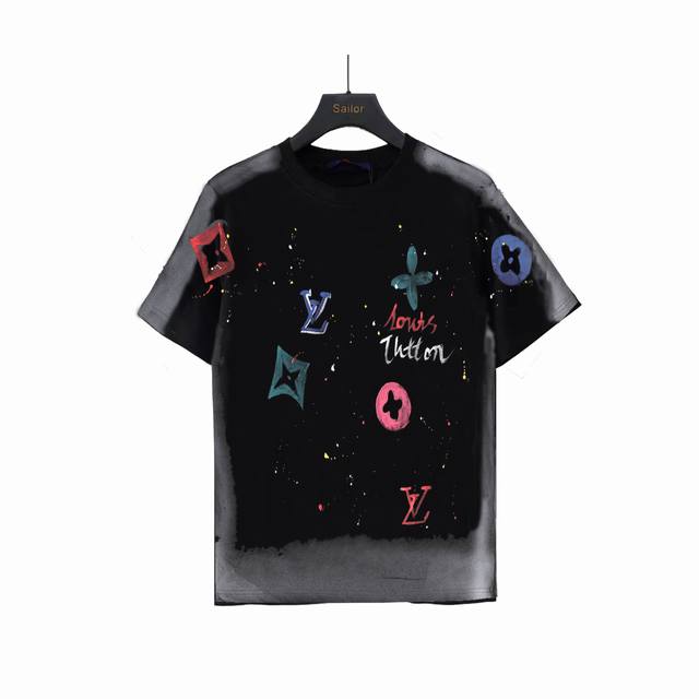 Actual Shot Details + Size Chart Louis Vuitton 23Ss New Graffiti Print Round Nec