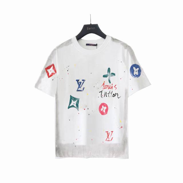 Actual Shot Details + Size Chart Louis Vuitton 23Ss New Graffiti Print Round Nec