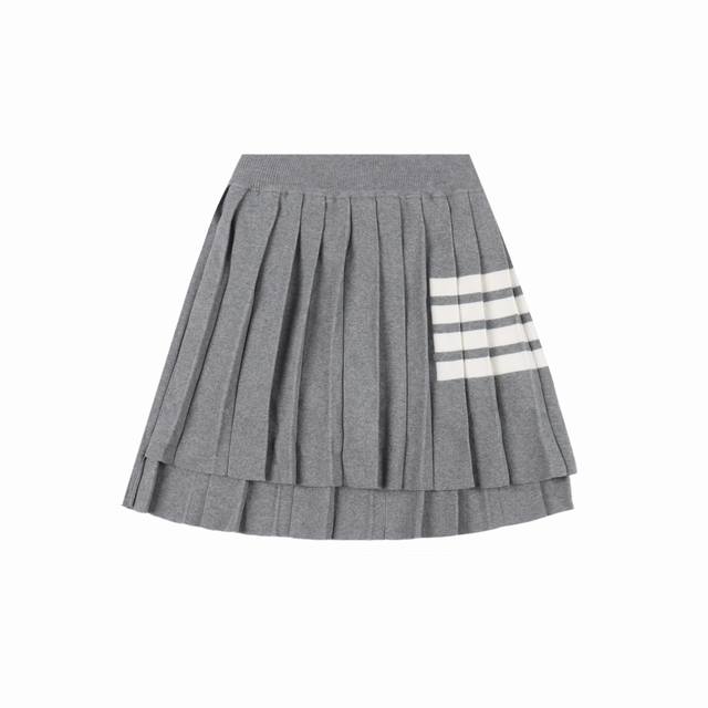 thom Browne Tb Yarn-Dyed Four-Bar Knitted Pleated Skirt It Goes Well With Any