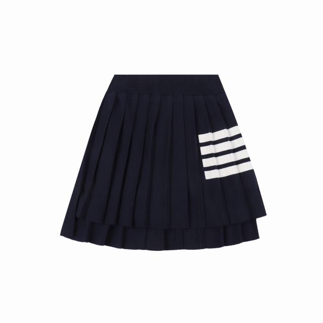 thom Browne Tb Yarn-Dyed Four-Bar Knitted Pleated Skirt It Goes Well With Any