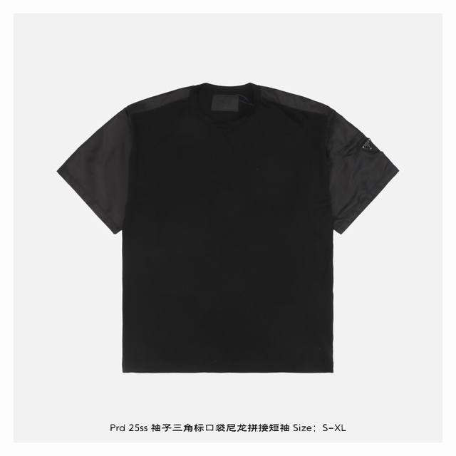 prada Prada 25Ss Sleeve Triangle Label Pocket Nylon Stitching Short Sleeves C
