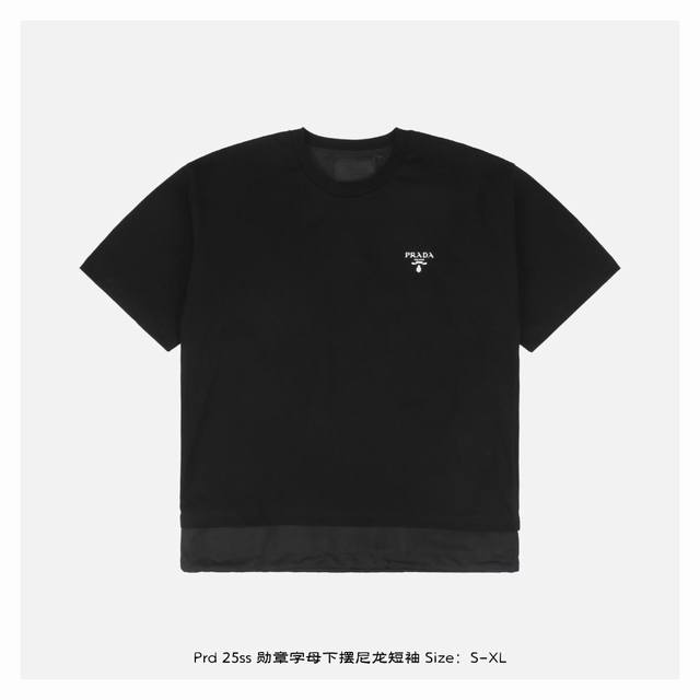 prada Prada 25Ss Medal Letter Hem Nylon Short Sleeve Purchased Original Devel
