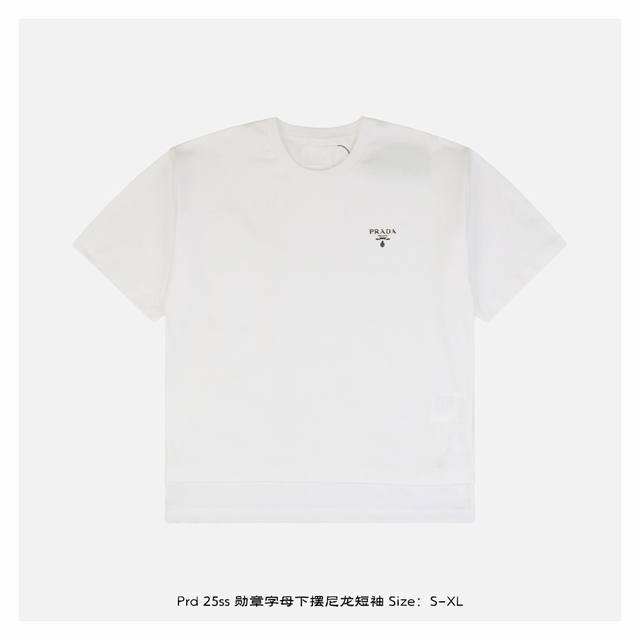 prada Prada 25Ss Medal Letter Hem Nylon Short Sleeve Purchased Original Devel