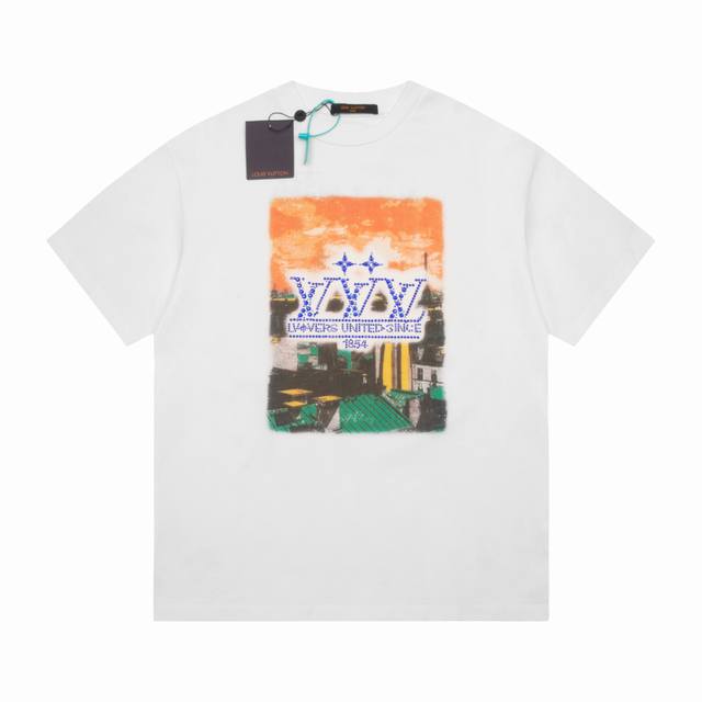 louis Vuitton Louis Vuitton Dusk Roof Print Round Neck Short Sleeve T-Shirt W
