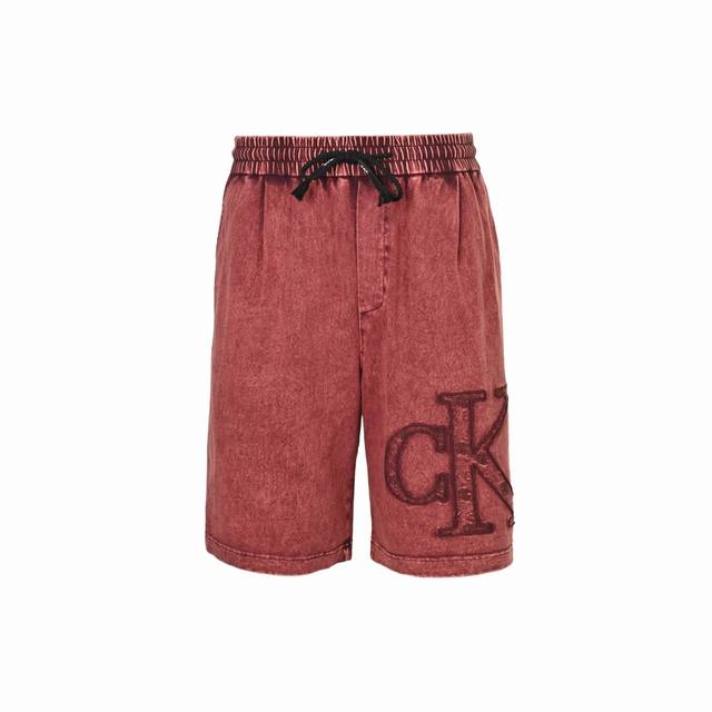 calvin Klein Ck 25Ss Embroidered Large Letter Logo Washed Shorts Ck American