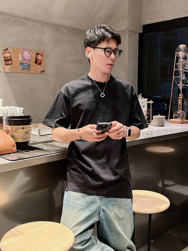lv New Summer Product Brand New Washed Embroidery Craftsmanship High-End Fabr