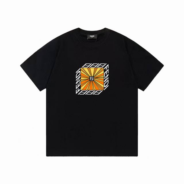 fendi Fendi Logo Pattern Print Pure Cotton Versatile Trendy Short-Sleeved T-S