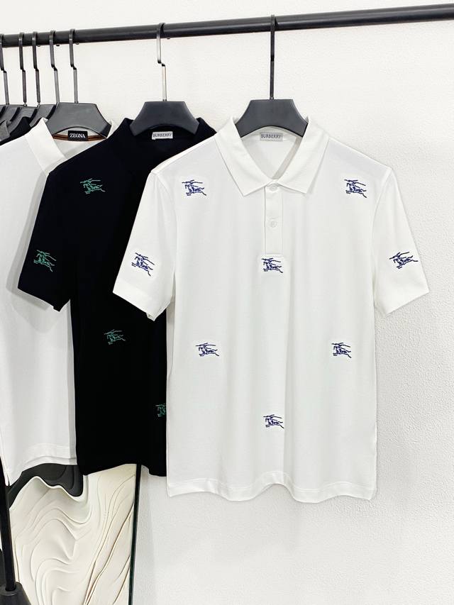New Product Bu25Ss Spring And Summer New Top Mesh Beaded Cotton Lapel Short Tee
