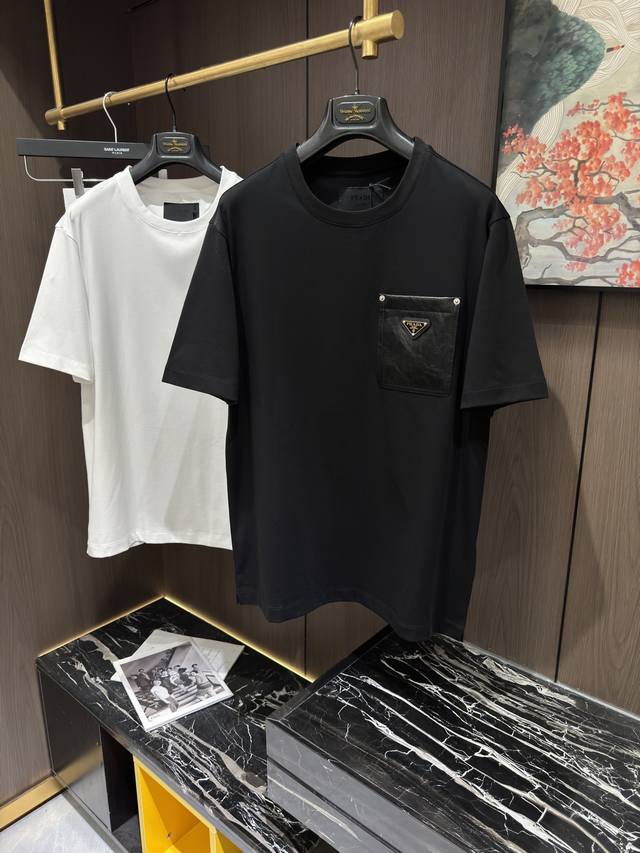 pra25S Spring And Summer New Casual Round Neck Short Sleeve Pure Cotton Code