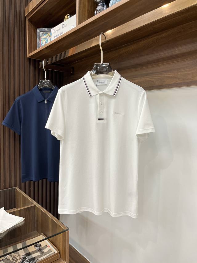 Ferragamo-2540Ss New Spring Counter Fashion Hit Lapel T-Shirt Casual Fashion Out