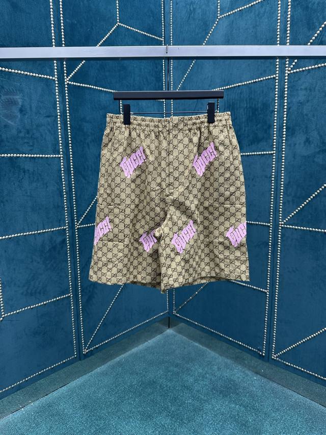 g 25Ss New Shorts Are Made Of Camel And Dark Brown Gg Canvas Linen Blended Fa