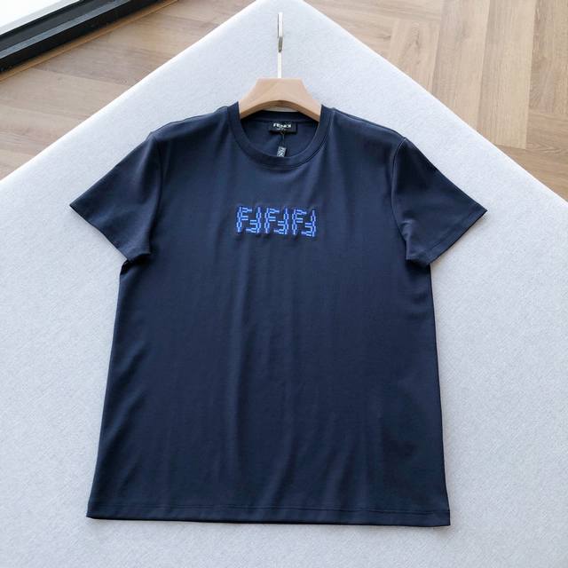 fflogo Letter Embroidered Round Neck Short-Sleeved T-Shirt The Iconic Ff Logo
