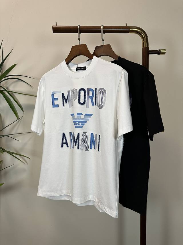 Armani 2025 New Round Neck Short-Sleeved T-Shirt High-End Version Counter Custom