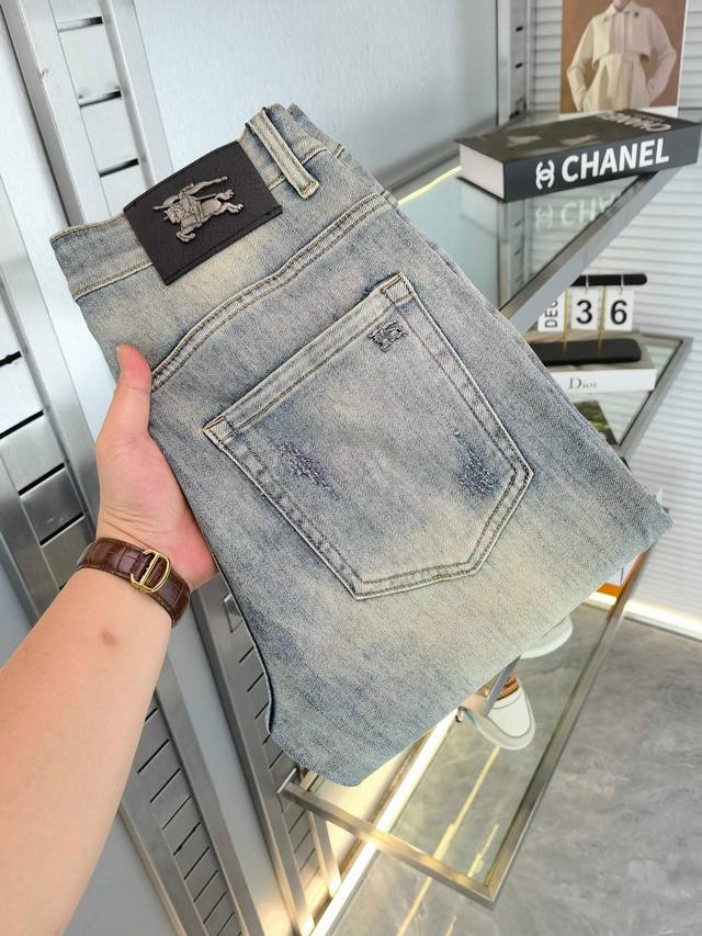 burberr* 25Ss New Spring And Summer Men's Small Straight Original Denim Short