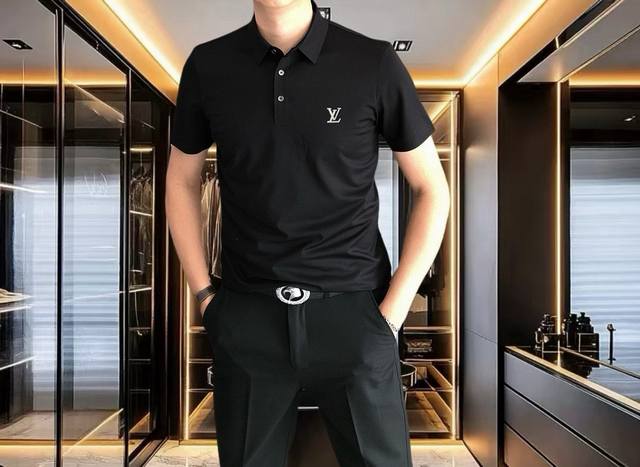 lv Louis Vuitton 2025 Spring And Summer New Original Men's Lapel Short-Sleeve