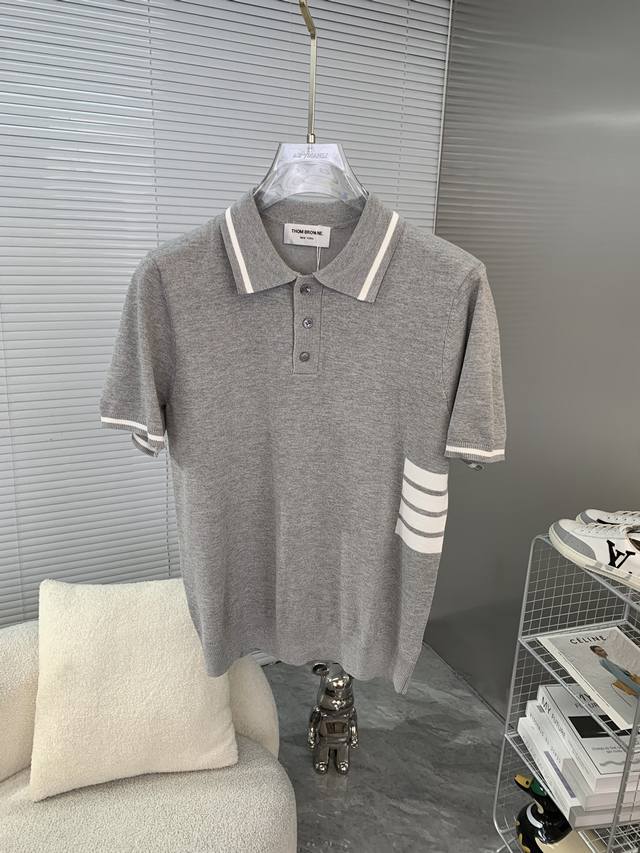 tb Thom Browne Thom Browne Four-Bar Knitted Polo Shirt Upgraded Inspiration F