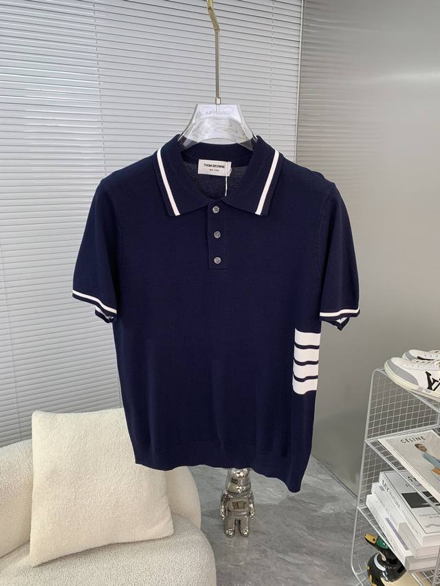 tb Thom Browne Thom Browne Four-Bar Knitted Polo Shirt Upgraded Inspiration F