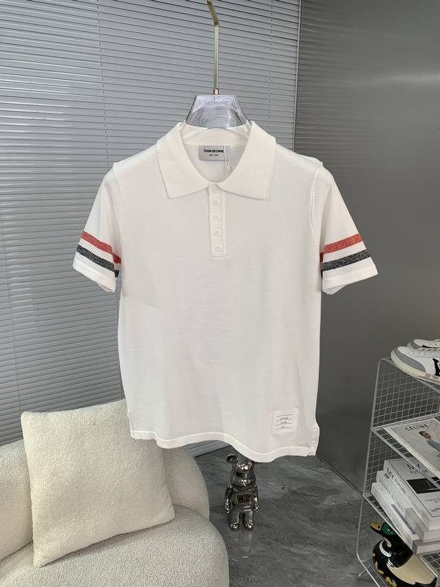 tb Thom Browne Thom Browne Colorblock Knitted Polo Shirt Upgraded Inspiration