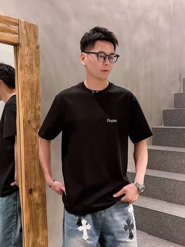 Zegna Short-Sleeved Series Season 2025 Spring And Summer Color Black White Graph