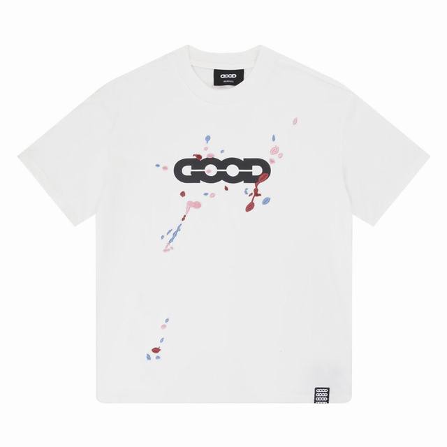Real Shot Goodbrand 24S S Color Jumping Multi-Color Ink Short-Sleeved T-Shirt Co