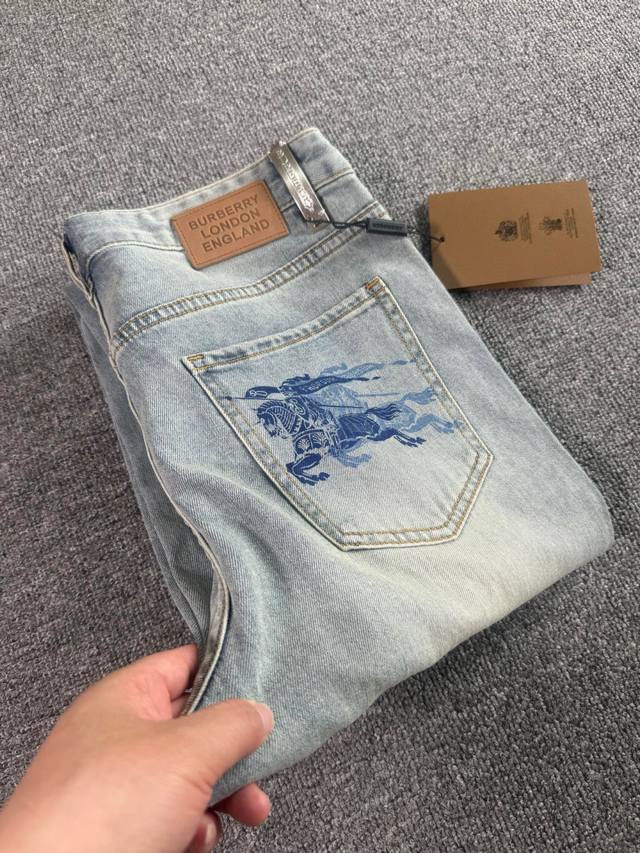 bbr2025Ss Spring And Summer New Slim-Fit Jeans With Perfect Washing Process,