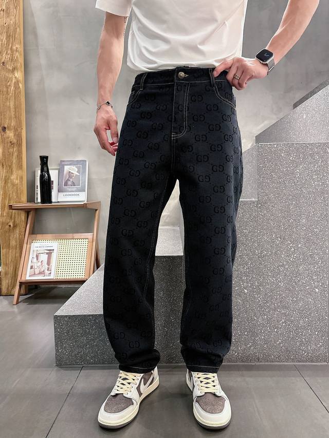 Gucci 2025 New Original Jeans, Original Version, Re-Made Brand Classic Logo Desi