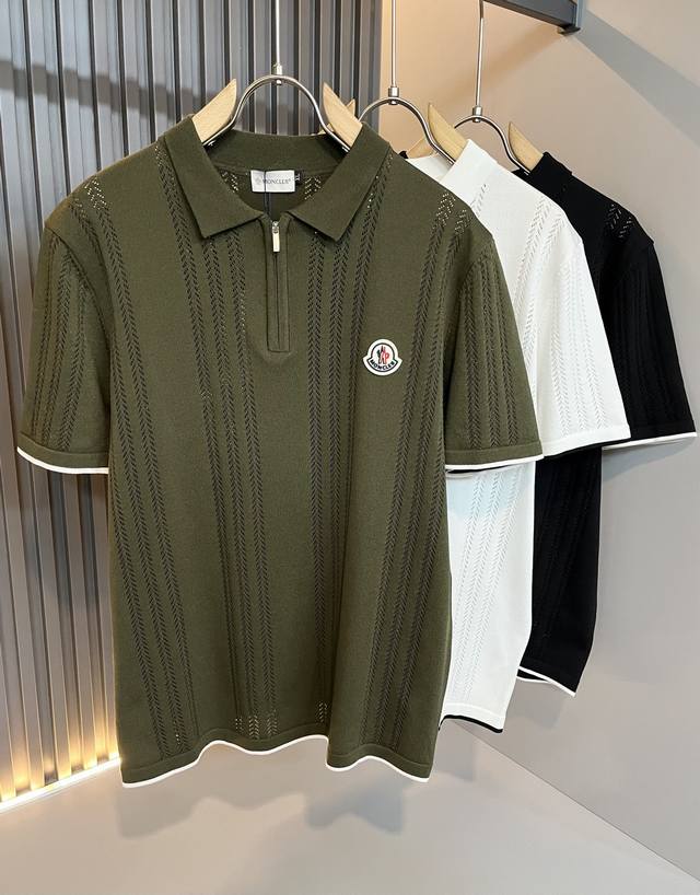 Moncler 2025 Spring And Summer Latest Trade Order Knitted Short-Sleeved T-Shirt