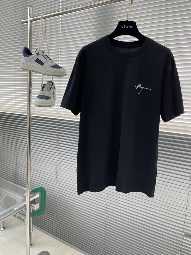 ferragamo Embroidery Details Cotton Short-Sleeved T-Shirt Custom-Made Cotton