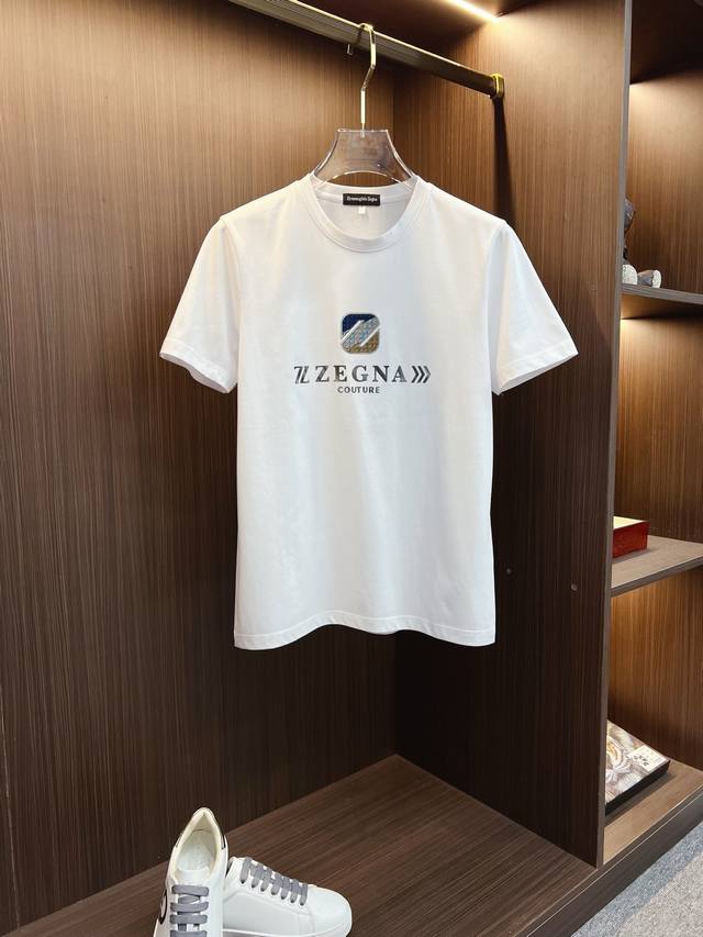 Zegna 2025Ss Spring And Summer High Quality Mercerized Cotton Short Sleeve T-Shi