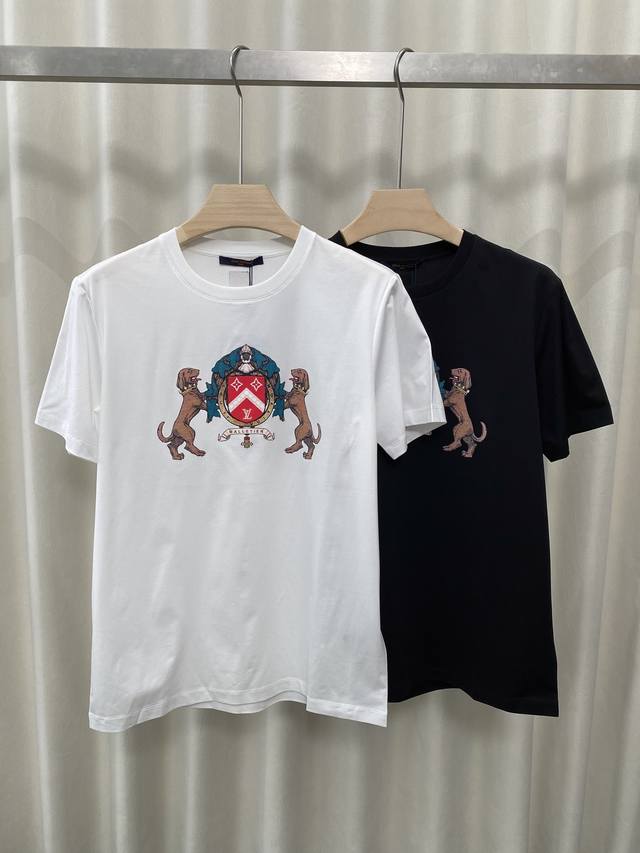 lv New Style Front Printed Logo Short Sleeve T-Shirt Zg Same Style Chest Enha