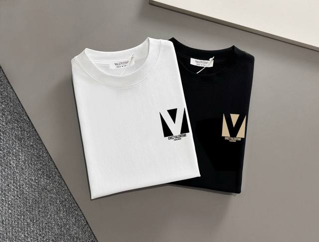 Valentino New Letter Print Double-Layer Heavy-Duty Short-Sleeved T-Shirt Letter