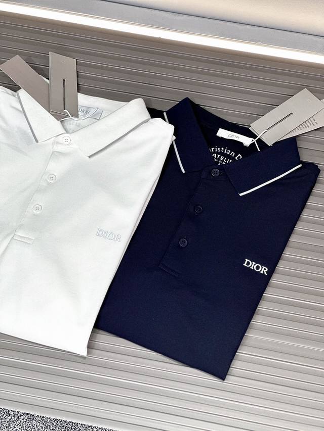 dior 2025 Spring And Summer New Classic Lapel Letter Embroidered Polo Shirt T