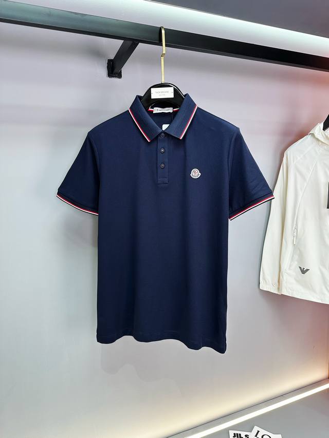 moncl 2025Ss New Summer Style Men's Polo Shirt With Leather Logo And Lapel. C