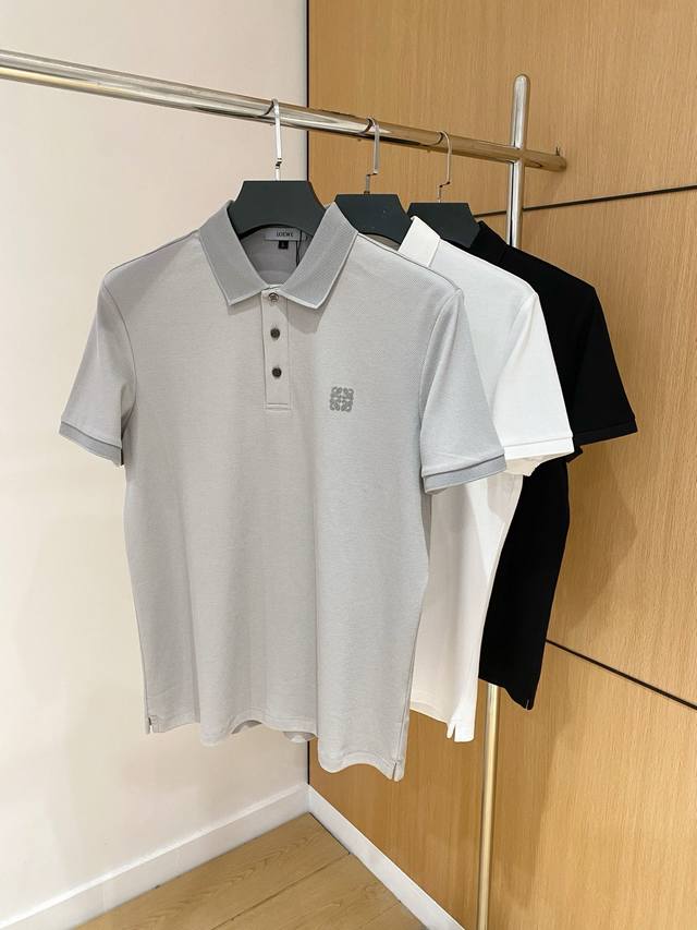 New Arrival Loewe Ss Summer New Letter Logo Men's Lapel Polo Shirt Classic Busin