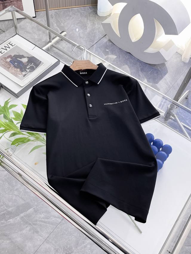 New Arrival In The Spring Boss 2025Ss Summer New Letter Logo Men's Lapel Polo Sh
