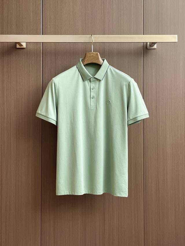 Hermes 2025Ss New Summer Letter Logo Men's Lapel Polo Shirt Classic Business Men