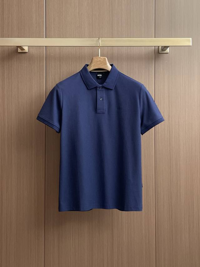 boss 2025Ss Summer New Letter Logo Men's Lapel Polo Shirt Classic Business Me